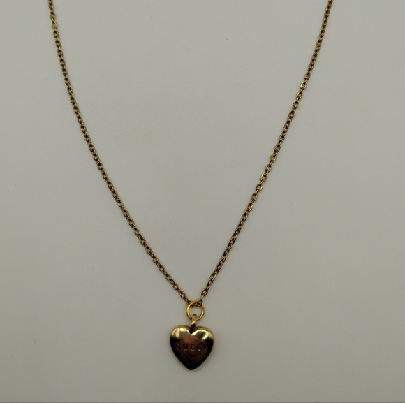 Gucci Gold Heart Pendant On A Gold S.Steel Necklace - Picture 4 of 6